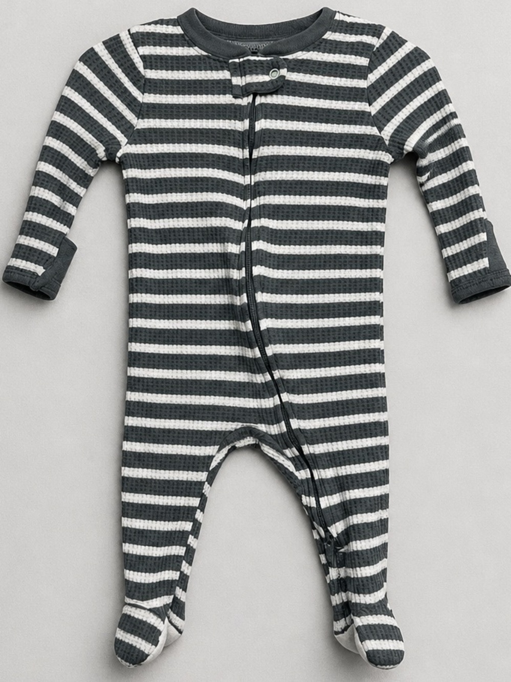Cloud Island Striped Grey & White Baby One-Piece footie pajamas 3-6 months
